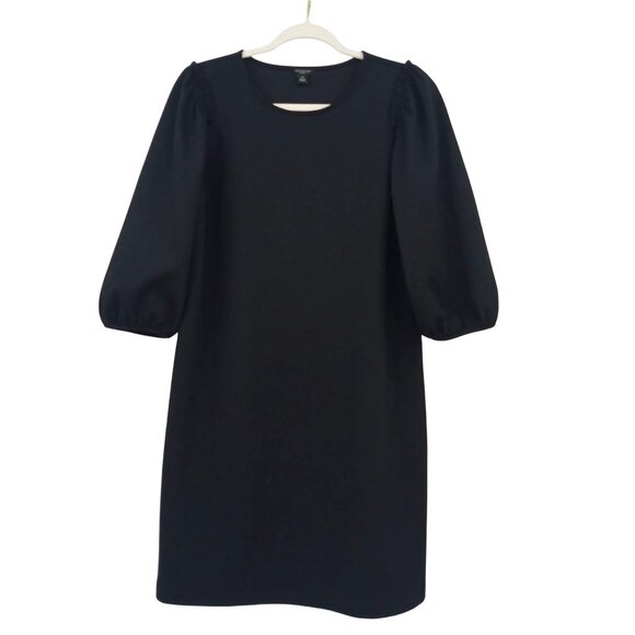 Ann Taylor Black Textured Puff Sleeve Shift Dress MP - Picture 1 of 11